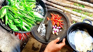 IKAN ASIN KUAH PEDAS PETE KULUBAN DAUN SINGKONG  dapur gosong daily cooking recipes  asmr [upl. by Cormac]