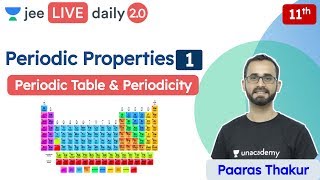 JEE Periodic Properties L1  Periodic Table  Periodictiy  Unacademy JEE  Chemistry  Paaras Sir [upl. by Yorgerg]