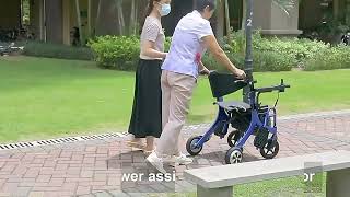 Liteweight Transport Power Chair 4 Wheel Foldable Electric Rollator Walker 4 In 1 for Senior Citizen [upl. by Noj142]