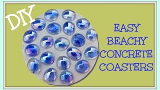 DIY EASY Beachy Concrete Coasters Another Coaster Friday Craft Klatch Concrete Crafting Series [upl. by Helli966]