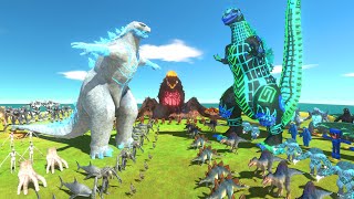 Frostbite Godzilla VS Volcanic Biollante VS Blue Shin Godzilla  Animal Revolt Battle Simulator [upl. by Mckinney]