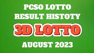 PCSO 3D LOTTO RESULT HISTORY AUGUST 2023 swertres lottoresulttoday lottotips lottoresulthistory [upl. by Georgia]