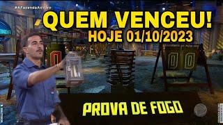 A FAZENDA 2023 QUEM VENCEU A PROVA DE FOGO E QUEM ESTA NA BAIA HOJE 01102023 PROVA DO LAMPIÃO [upl. by Olnee]