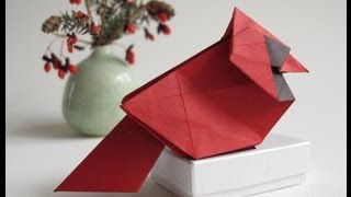 How to Fold a Christmas Cardinal Bird  Cardenal de Navidad [upl. by Felise]