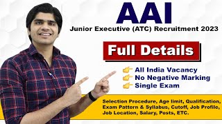 AAI Junior Executive ATC Recruitment 2023  Salary  65000  Full Details [upl. by Ralph]