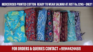 Diwali Special Mercerized Cotton Readymade Salwar at just ₹1290 only  malisrinathcollections [upl. by Stanly]