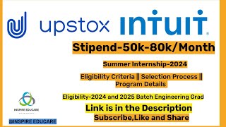 Upstox Summer Internship 2024  Intuit Summer Internship 2024  Internship for 2024 and 2025 Batch [upl. by Island]