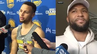 Steph Curry Reacts to DeMarcus Cousins Trade Boogie Says Final Goodbye to Sacramento [upl. by Enilesoj]