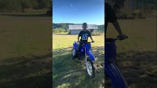 8 yr old Kick starting a TTR 110 Yamaha yamaha ttr110 motorcycle shorts family [upl. by Reinaldos]