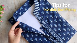 How to Cut Stand Collar XXL Tips For Invisible PipingCollar Kurti Neck Design with Open Placket [upl. by Nohsed]