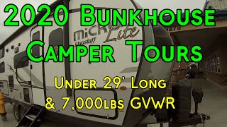 2020 Bunkhouse Travel Trailer Tours  All Under 7000lb GVWR [upl. by Raine]