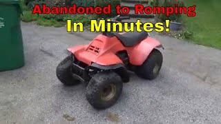 Free Suzuki ATV From Years Abandoned to Running Romping in Minutes [upl. by Adoree120]