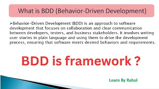 What is BDD  BDD is not framework  What is Behaviors Driven Development  BDD for Beginners bdd [upl. by Yoccm]