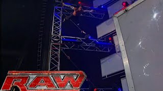 Jeff Hardy Swanton Bombs Randy Orton On Top Of The RAW Stage Shocking RAW Jan 142008 [upl. by Norra]