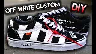 HOW TO OFF WHITE INSPIRED VANS OLD SKOOL CUSTOM SHOES [upl. by Pogah432]