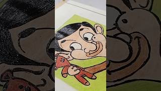 Mr Bean drawing with oil pestal colours mrbean art bts shorts viralvideo easy ideas trending [upl. by Ahtnammas]