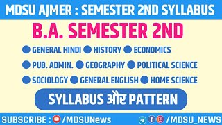 BA SEMESTER 2ND SYLLABUS और PAPER PATTERN  MDSUNEWS  MDSU AJMER  ALL SUBJECT PART 1ST [upl. by Ibba177]