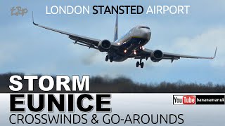 STORM EUNICE  Planes Battle High Winds to land London Stansted Airport  GoArounds Bumpy Approach [upl. by Satterfield633]