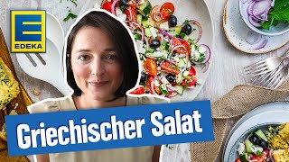 Griechischer Salat Rezept I Der Salatklassiker mit Knoblauchbaguette  EDEKA [upl. by Yeleak]