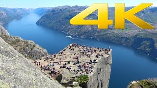 4K  Preikestolen Cliff Pulpit Rock in Norway [upl. by Shirberg]