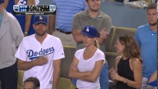 Zachary Levi amp Yvonne Strahovski Hanging Out at DodgersMets Game 10152015 [upl. by Enyala]