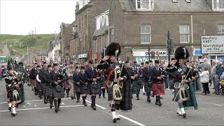 Drum Majors lead the massed bands salute in Stonehaven after 2023 War Memorial Commemoration [upl. by Mcnully]