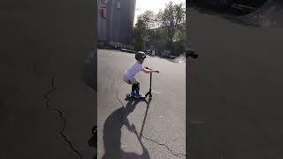 Drop tail whip skatepark tricks 8yearold viral street scooter stuntscooter stunt [upl. by Ytirehc]