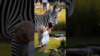 A zebra came from the forest playing with a little boy 🦓🌳👦 [upl. by Lucier]