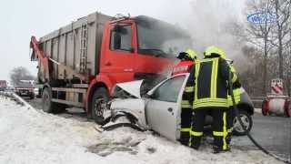 Schwerer Unfall zwischen Mülsen und Lichtenstein auf B173 Sachsen 23012013 [upl. by Lela]