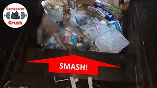 Garbage Compactor Hopper View Smashing Trash [upl. by Rod338]