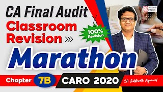 CA Final Audit Marathon 7B  CARO 2020  Siddharth Agarwal Audit [upl. by Brogle]