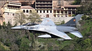 GREEK MACH LOOPJETS FLYING LOW IN GREEK CANYON INIOCHOS24 Rafale Typhoon F16 [upl. by Myers]