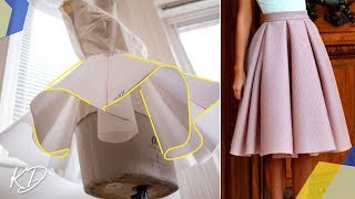 HOW TO DRAFT BOX PLEATED CIRCLE SKIRT PATTERN  KIM DAVE [upl. by Anirazc]