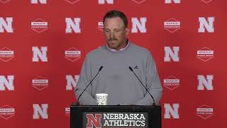 Nebraska OC Marcus Satterfield talks start of fall camp [upl. by Sirrap]