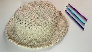 Crochet  Summer HatBeach Hat  Very Easy Pattern [upl. by Namrej117]