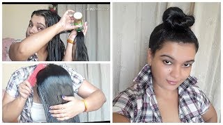 150ml heavy oiling combing top knot bun [upl. by Llenral62]