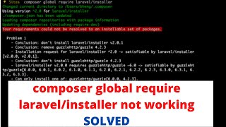 composer global require laravelinstaller Not Working  Error SOLVED [upl. by Ahsihat]