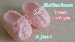 Ajuar dos agujas o palitos como tejer escarpines o ballerinas [upl. by Varden867]