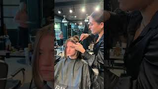 Watch me cut curtain bangs haircutting slidecutting hairstyle hairstylist cosmetology [upl. by Ehtnax]