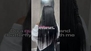 Quickweave  Butterfly braids 🦋 braids quickweaves quickweave braidtutorial hairtutorial [upl. by Ennagem]