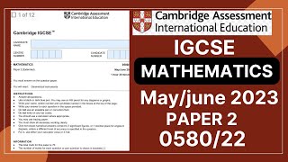 IGCSE MATHS PAPER 2 MayJune 2023  058022  Solved [upl. by Hareehat982]