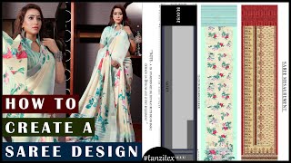 How To Create A Saree Designing in Photoshop For Textile Digitalprint designing [upl. by Tara302]