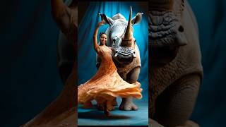 Elegant Fusion of Dancer and Rhino on Stage americagottalent magic [upl. by Aramit]