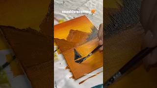 seaside scenery acrylic painting🧡  new challenge  artfuladornments sunsetlandscape artvlog [upl. by Womack]