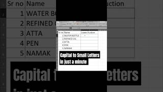 Capital letters to small letters in just a minute exceltips exceltips trendingshorts trending [upl. by Aryad]