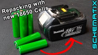 Repacking Makita 18v Lithium battery with New Cells Save s [upl. by Weingartner889]