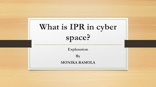 what is IPR intellectual property right in cyberspace [upl. by Lalad]