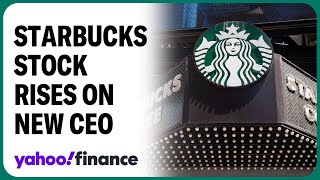 Starbucks stock rises on new CEO news [upl. by Rufe]