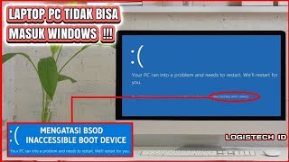 CARA MENGATASI LAPTOP ERROR INACCESSIBLE BOOT DEVICES BLUE SCREEN [upl. by Marieann]