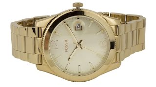 ES3586  Fossil Perfect Boyfriend Date Womens Watch  Gold Tone [upl. by Macomber]